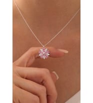 Gümüş Mulan Çiçeği Kolye - 925 Ayar Gümüş Kolye