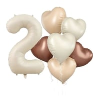 Retro Krem 2 Yaş Kalpli Folyo Balon Set