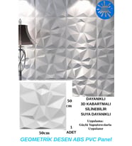 50cm x 50cm 1 Adet Beyaz 3D Abs Malzeme PVC Dayanıklı Duvar Paneli Silinebilir Geometrik Model Panel