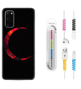 Samsung A02S A03S A10 A12 A13 A21S A22 Kılıf Kablo Koruma Spiral Silikon Red Moons 1747