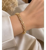 Gold Top & Çubuk Detaylı Tasarım Bileklik Xuping Kadın 14K Altın Kaplama Gold