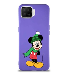 Oppo A73 Soft Premier Kapak Mickey Mouse-G Tasarımlı Silikon Kılıf - Mor (Şeffaf)