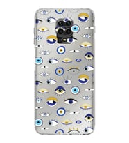 PrintiFy Xiaomi Redmi Note 9 Pro ile Uyumlu Nazar Boncuğu 2  Kamera Korumalı Şeffaf Silikon Kılıf