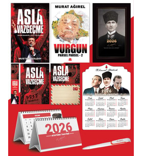 Asla Vazgeçme - Ayraç - Kartpostal - Poster - Vurgun - Parsel Parsel 2 -  2026 Ajanda Kalpaklı - Ata Ahşap Duvar Takvimi - Masa Takvimi