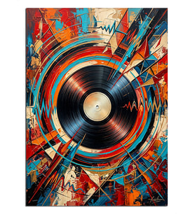 Renkli Plak Müzik Soyut Sanat Dekoratif Kanvas - Mdf Ahşap Tablo