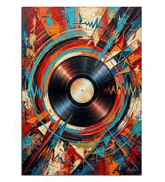 Renkli Plak Müzik Soyut Sanat Dekoratif Kanvas - Mdf Ahşap Tablo