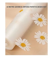Mey İthalat® 10 Metre Papatya Desenli Dolap İçi Kaymaz Koruyucu Mat