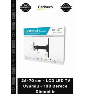 Hareketli TV Askı Aparatı - 10-27 İnç - 26-70 cm - LCD LED TV Uyumlu - 180 Derece Dönebilir