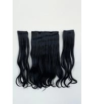 3 Parça Yarımay - Yarım Ay Çıt Çıt Saç / Siyah / Dalgalı / 60cm