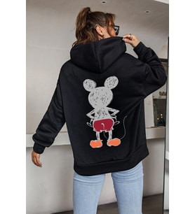 Mause Sırt Baskılı Sweatshirt (Siyah)