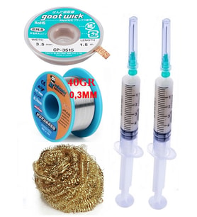 Mechanic Lehim Tel 40G 0,3mm Flux Lehim Toplama CP-3515 Emme Teli 3,5mm Havya Ucu Temizleme Teli Set05