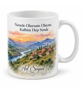 Memleket Manzarası Baskılı Kupa Bardak Nostalji Hediye Özel Tasarım