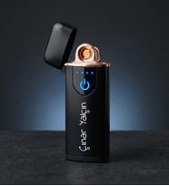 Kişiye Özel USB Şarjlı Dokunmatik Alevsiz Çakmak - Siyah Renk