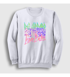 Presmono Unisex Beyaz Love Bites Def Leppard Sweatshirt 550280tt