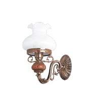 Avize Çarşısı Aladdin Eskitme Ahşap-Metal Gövde, Beyaz Camlı, Duvar Aplik BS.2009-62-09 B