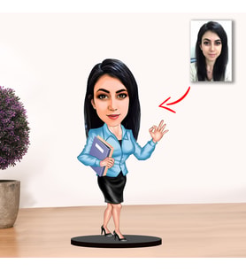 Kisiye Özel Karikatür Kadın  sekreter Biblo MODEL 4