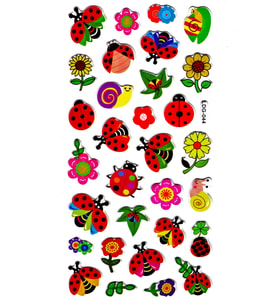 Sticker Kabartmalı Stiker Defter Planlayıcı Etiket (Ldg044)-17x9 cm- Uğurböceği