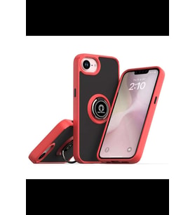 iPhone 16E Kılıf Montreal Yüzüklü Silikon Kapak - Kırmızı