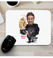 Kişiye Özel Goril ve Sevgilisi Karikatürlü Mouse Pad