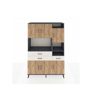 Hyperion Dolap 10 Raflı 3 Çekmeceli 6 Kapaklı 132x44x195 Antrasit-Çam/Aytaşı