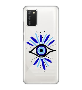 Samsung Galaxy A02S Uyumlu Nazar Göz Desenli Şeffaf Telefon Kılıfı