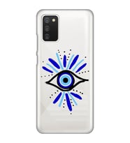 Samsung Galaxy A02S Uyumlu Nazar Göz Desenli Şeffaf Telefon Kılıfı