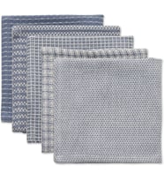Everyday Kitchen Collection Karışık Bulaşık Bezi Seti, 12x12, Taş Yıkama Mavisi, 5 Adet
