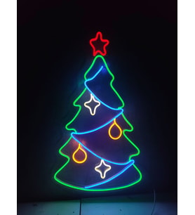 Yılbaşı ağacı yılbaşı süsü neon led tabela dekoratif aydınlatma (60x40cm)