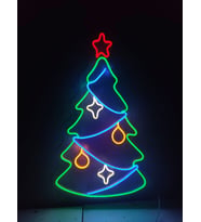 Yılbaşı ağacı yılbaşı süsü neon led tabela dekoratif aydınlatma (60x40cm)