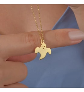 Kişiye Özel 925 Ayar Gümüş Minimal Hayalet Kolye (Gold)