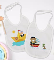 BK Kids Sevimli Kaptan Tasarımlı 2’li Beyaz Mama Önlüğü-1