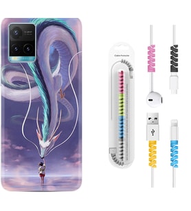 Vivo Y11S Y21S Y20 Y20S Y70 Kılıf Kablo Koruma Spiral Silikon Kız ve Ejderha 1742