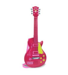 Bontempi Elektronik Pembe Gitar 56cm. Tuşu Telli ve Askılı (Çok Renkli)