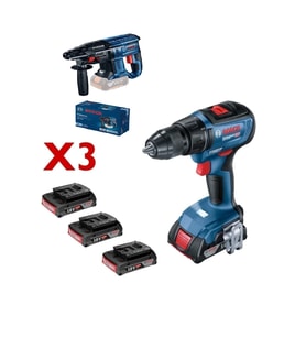 GSR18V-50 Akülü Vidalama, GBH180-Li Şarjlı Kırıcı, 3x2Ah Akü ve Şarj Cihazı