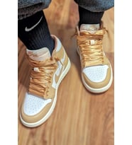 Nike Air Jordan 1 MID Leather Unisex Sneaker Hakiki Deri Bilekli Günlük Spor Ayakkabı Taba