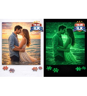 Sevgiliye Özel Fotoğraf Baskılı Gece Parlayan A3 240 Parça Fotoğraflı Puzzle
