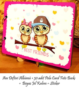 Kişiye Özel Best Friends Anı Defteri + 30 adet Pola Card Fotoğraf+Kalem + Sticker