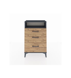 Arges Komodin Tek Raflı 3 Çekmeceli 60x30x96 Antrasit-Çam