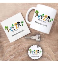 Peyzaj Mimarı Kupa Bardak Altlık ve Anahtarlık Hediye Seti (Model 1)