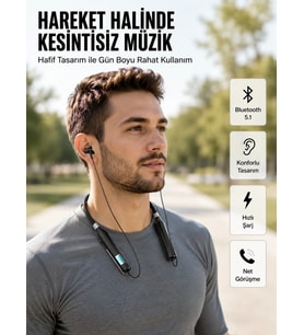 Suya Dayanıklı Manyetik Spor ve Günlük Kullanım Kulaklığı