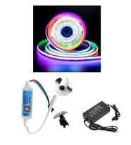5 Metre 12V 12mm İç Mekan 720 Pixel Cob Ledli SP621 Bluetooth Cep Telefonundan Kumandalı 5A Plastik