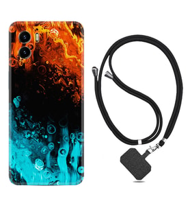 Vivo Y15S Y32 Y33S Y51 Y53S Kılıf Boyun Askılı Silikon Orange Blue Color 1665