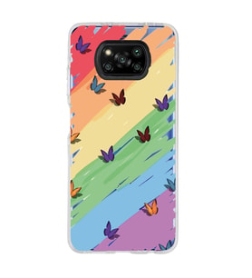 Poco X3 Pro Uyumlu Renk ve Kelebek Desenli Şeffaf Telefon Kılıfı