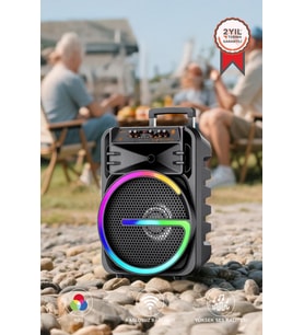 Bluetooth Hoparlör Rgb Işıklı Çift Mikrofonlu 19W Kablosuz Speaker KTS-2170 Siyah