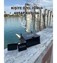 BİRDOZ Kişiye Özel Isimli Düz Siyah Zippo Çakmak & Özel Ahşap Kutusunda