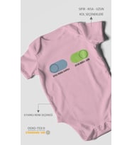 Uyku Modu Kapalı - Oyun Modu Açık  Baskılı Bebek Zıbını – Çıtçıtlı Body 8 Renk  %100 Pamuk Kısa Kol (Koyu Pembe)
