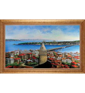 Çerçeveli Paspartulu Manzara Tablo ah1470 (Gold)