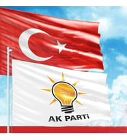 Alpaka Kumaş Türk Bayrağı, Ak Parti AKP Raşel Bayrak 2 Bayrak Set 70x105cm
