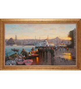 Çerçeveli Paspartulu Manzara Tablo ah1342 (Gold)