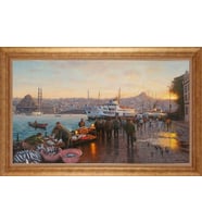 Çerçeveli Paspartulu Manzara Tablo ah1342 (Gold)